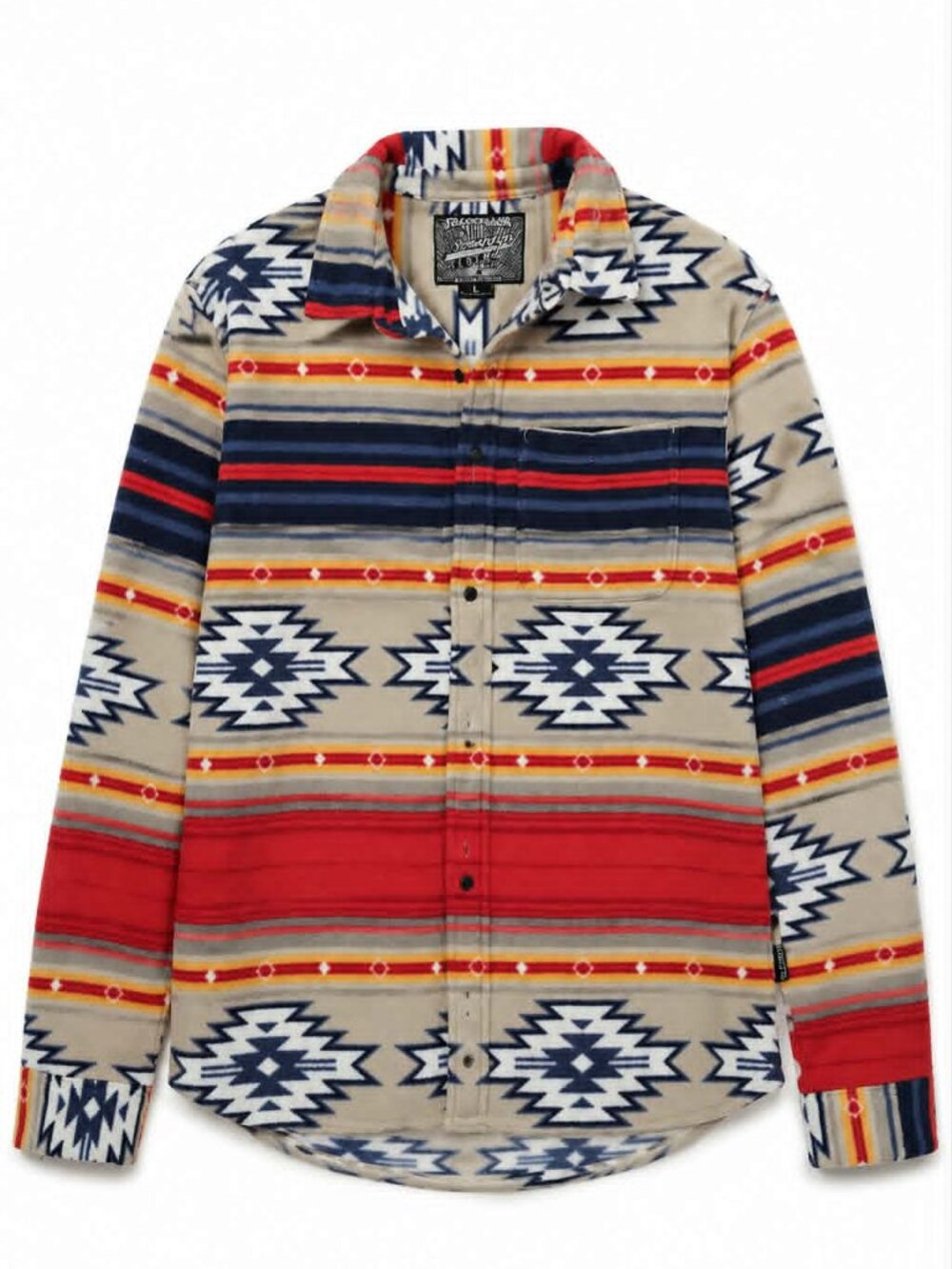 Brooklyn Cloth Women’s Large Aztec Southwestern Fleece Button Up Shacket.